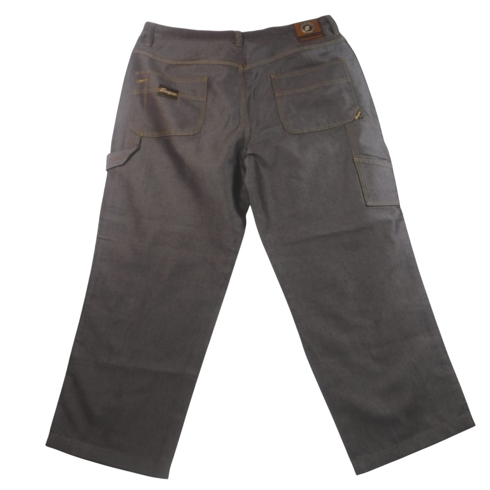 Enyce Mens 38 Baggy Carpenter Pants Grey Metallic Twill Y2K‎ Streetwear Wide Leg